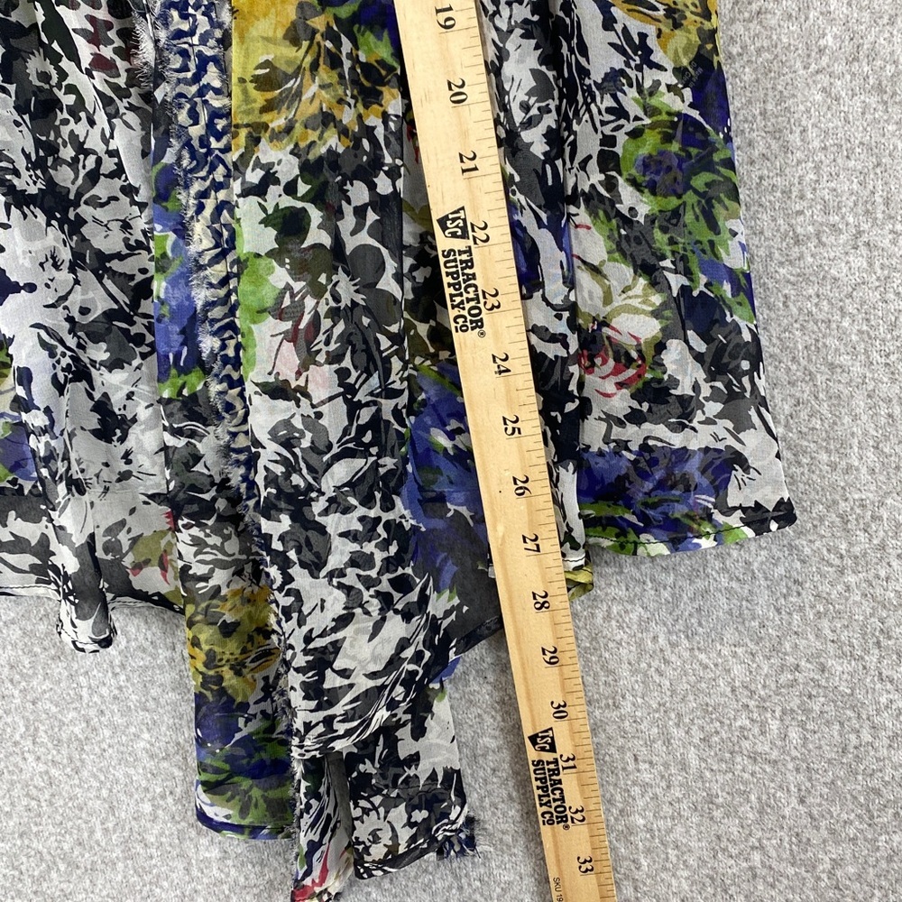 Elizabeth & James silk cardigan blouse S floral single button roll tabs pin tuck - Picture 10 of 12